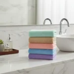 Microfiber coral fleece set in bathroom