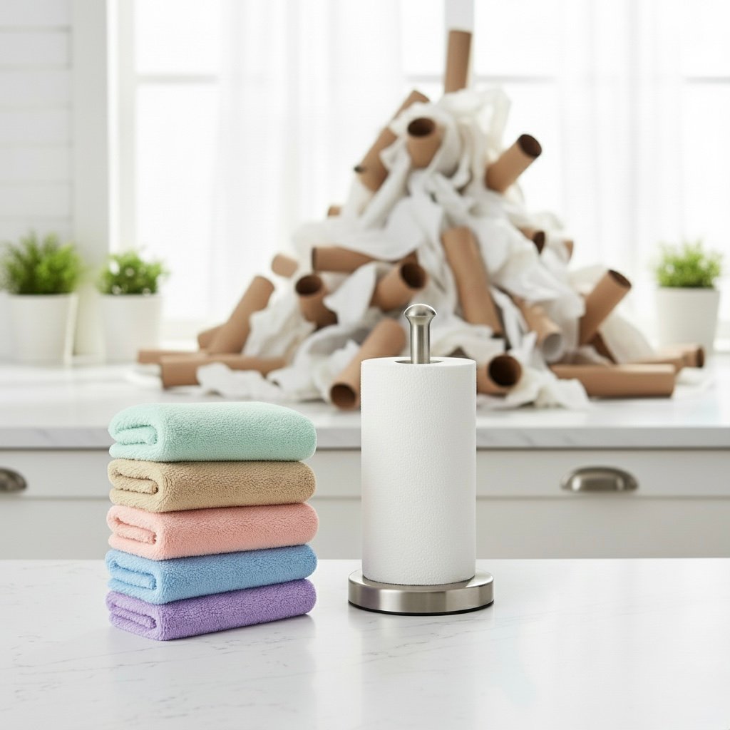 1 microfiber cloth replaces paper rolls